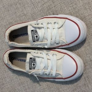 Converse white with red and black striping elastic backing low top size 7